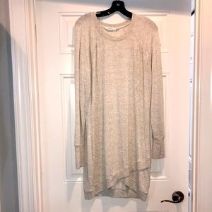 Athleta Heather Light Gray Jersey T-Shirt Dress, Medium
